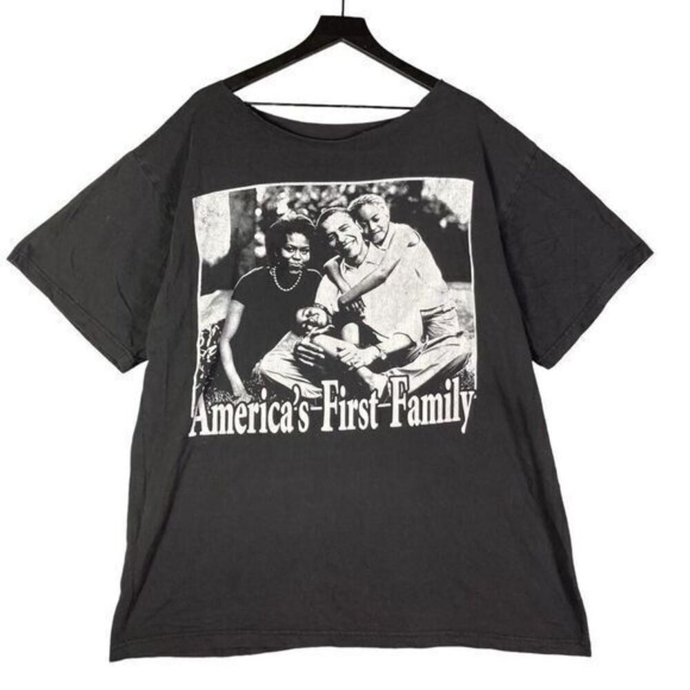 Obama Barack Shirt President 3XL Adult Distressed First‎ Family Graphic Black